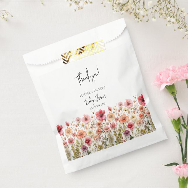 Sachets En Papier Baby shower Boho Fleurs fraîches (Scellé)