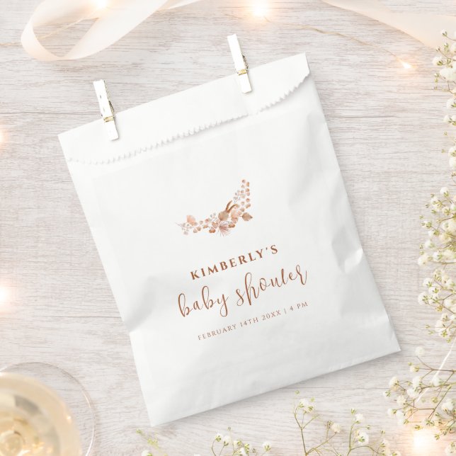Sachets En Papier Baby shower Boho Simple Petit Fleur sauvage (Coupé)