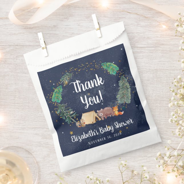 Sachets En Papier Baby shower Bois Animaux Merci (Coupé)