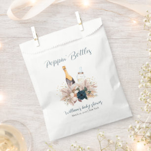 Sachets En Papier Baby shower Bouteilles Champagne Poppin Blue Boho