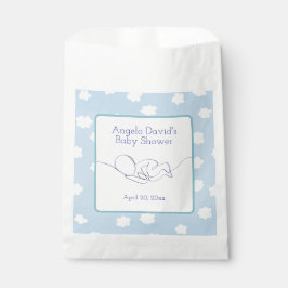 Sachets En Papier Baby shower Boy Line Art Blue Sky and Clouds