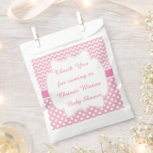 Sachets En Papier Baby shower Chevron Rose & Polka Dot