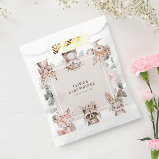 Sachets En Papier Baby shower Chic Boho Woodland Animaux (Scellé)