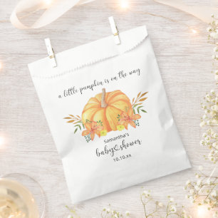 Sachets En Papier Baby shower Citrouille orange aquarelle