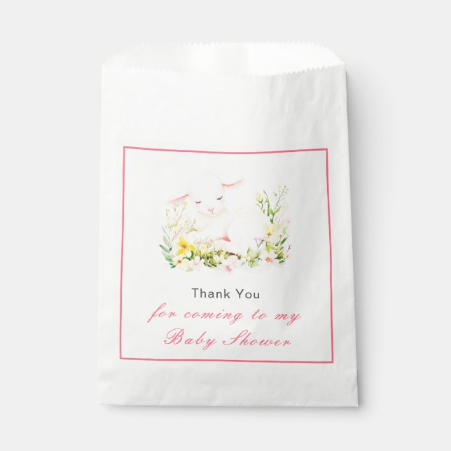 Sachets En Papier Baby shower d'agneau de printemps (Devant)