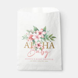 Sachets En Papier Baby shower d'Aloha à fleurs rose tropicale