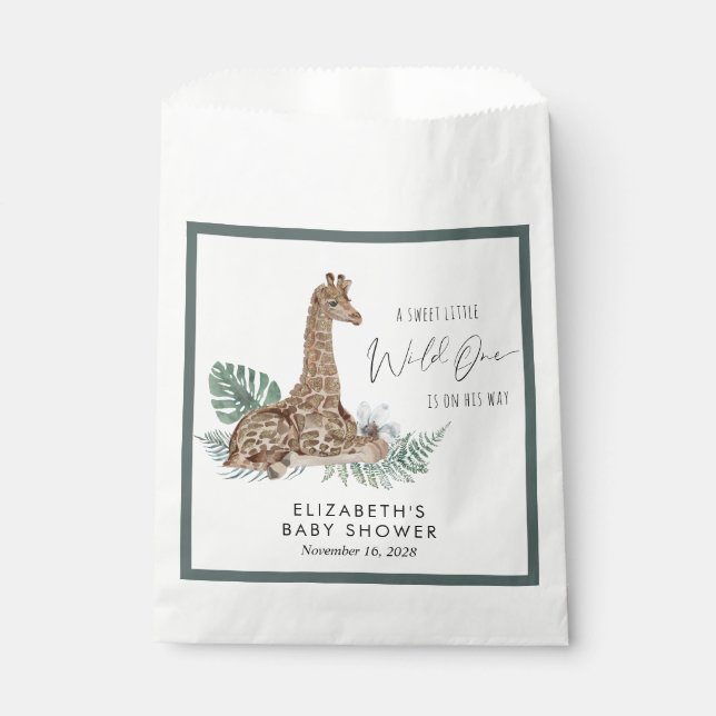 Sachets En Papier Baby shower d'aquarelle Boho Giraffe (Devant)