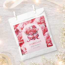 Sachets En Papier Baby shower d'arc floral rouge personnalisé