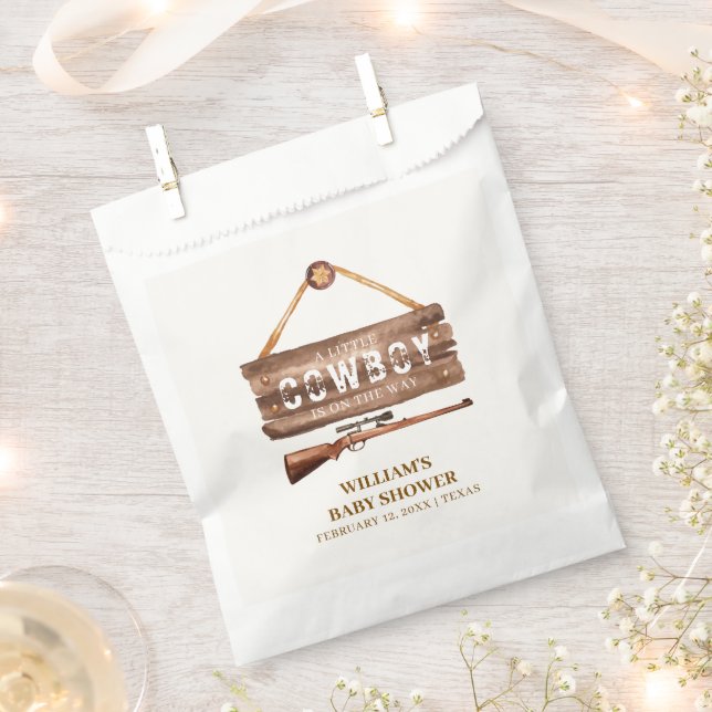 Sachets En Papier Baby shower d'armes à feu rustique en bois sauvage (Coupé)