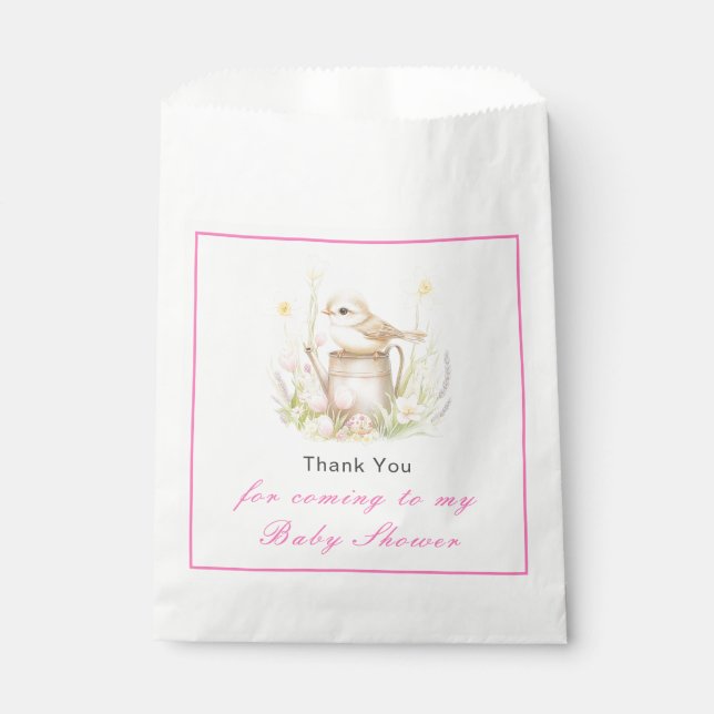 Sachets En Papier Baby shower d'arrosage des oiseaux de printemps (Devant)