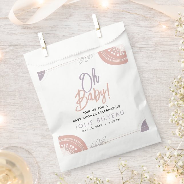 Sachets En Papier Baby shower de Boho Coeur minimal moderne (Coupé)