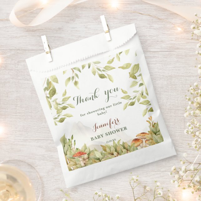 Sachets En Papier Baby shower de bois rustique Merci vert (Coupé)
