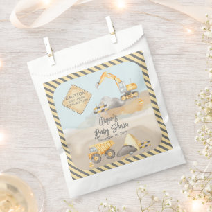Sachets En Papier Baby shower de camion de construction