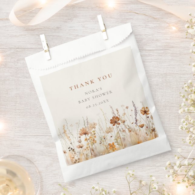 Sachets En Papier Baby shower de champ Fleur sauvage d'automne (Coupé)