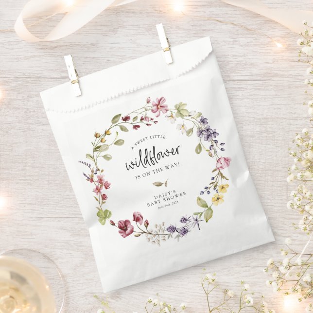 Sachets En Papier Baby shower de couronne Fleur sauvage doux (Coupé)
