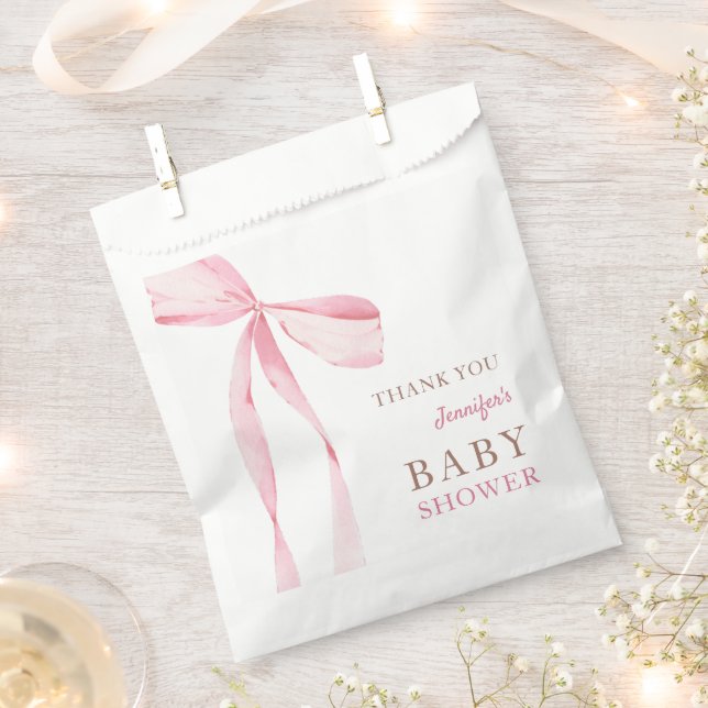 Sachets En Papier Baby shower de fille à la cou rose (Coupé)