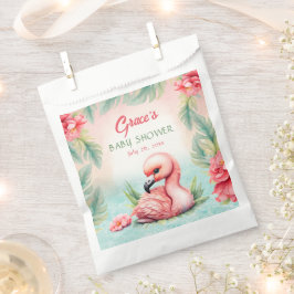Sachets En Papier Baby shower de fille Flamant rose rose d'été tropi