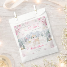Baby shower de flocon rose cerf d'hiver