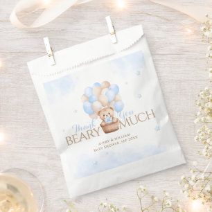 Sachets En Papier Baby shower de garçon Bleu Ours Teddy