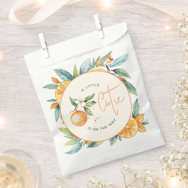 Sachets En Papier Baby shower de la Petite Cutie Orange Citrus (Coupé)