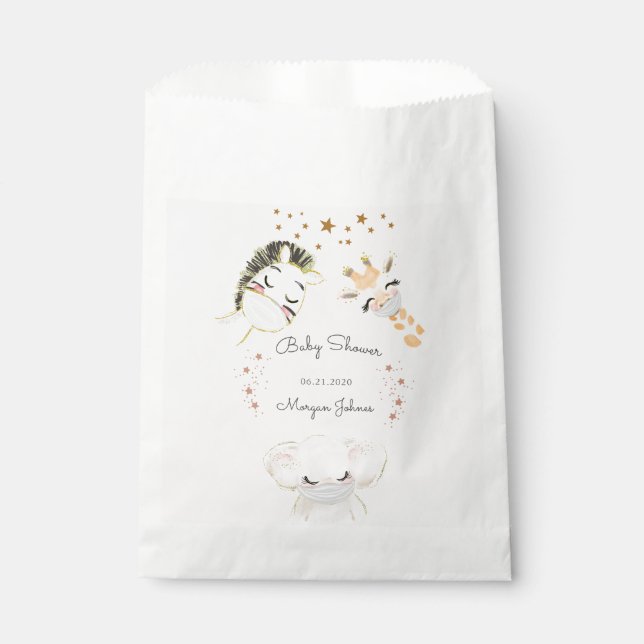Sachets En Papier baby shower de masques pour bébés animaux (Devant)