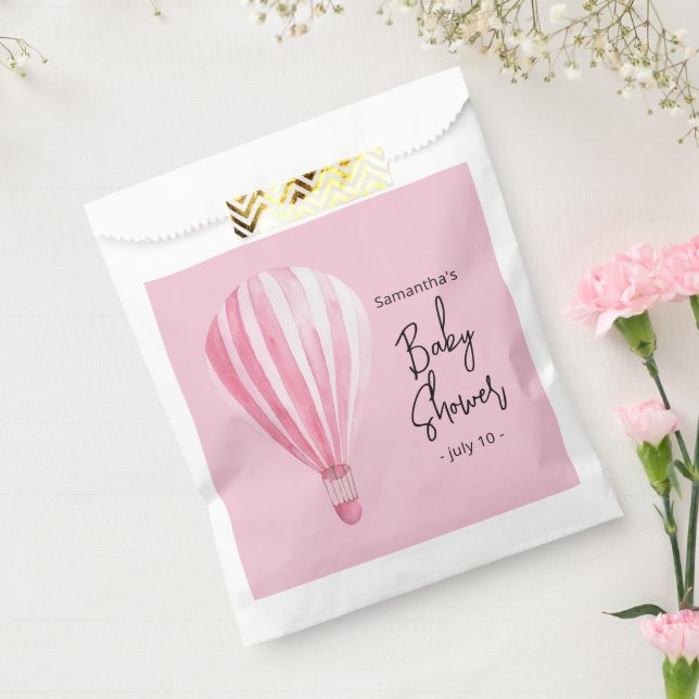 Sachets En Papier Baby shower de montgolfière rose (Scellé)