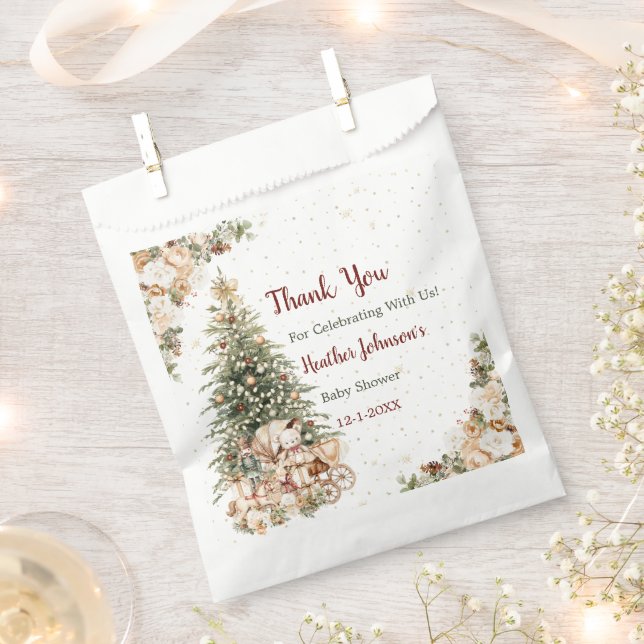 Sachets En Papier Baby shower de Noël Neutre Boho (Coupé)