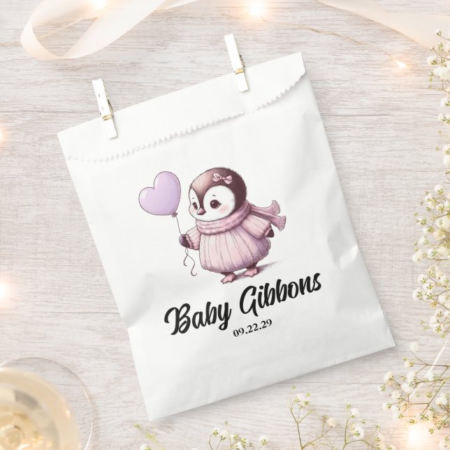 Sachets En Papier Baby shower de pingouin (Coupé)