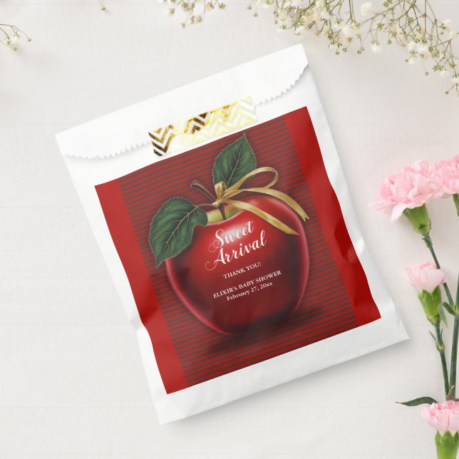 Sachets En Papier Baby shower de pomme rouge d'arrivée douce (Scellé)