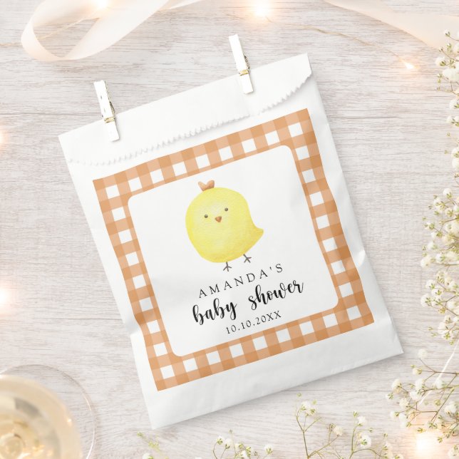 Sachets En Papier Baby shower de poulet aquarelle (Coupé)