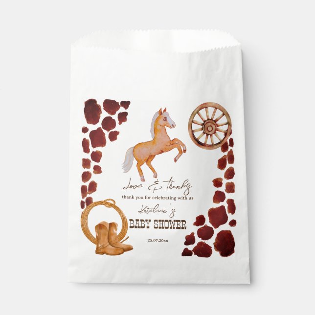 Sachets En Papier Baby shower de rodéo occidental Cowboy (Devant)