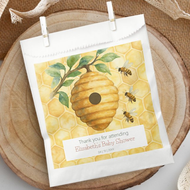 Sachets En Papier Baby shower de ruche d'abeilles (Honeybee Hive Baby Shower Favor Bag)