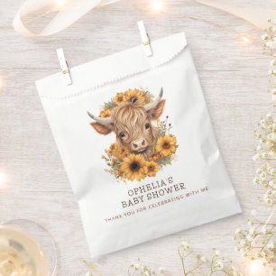 Sachets En Papier Baby shower de Sunflower de la vache Highland Merc