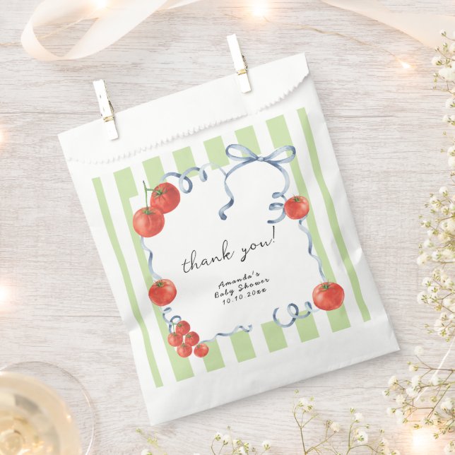Sachets En Papier Baby shower de tomate aquarelle merci (Coupé)