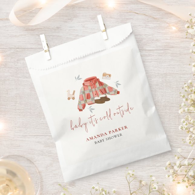 Sachets En Papier Baby shower de vêtements d'hiver plaid (Coupé)
