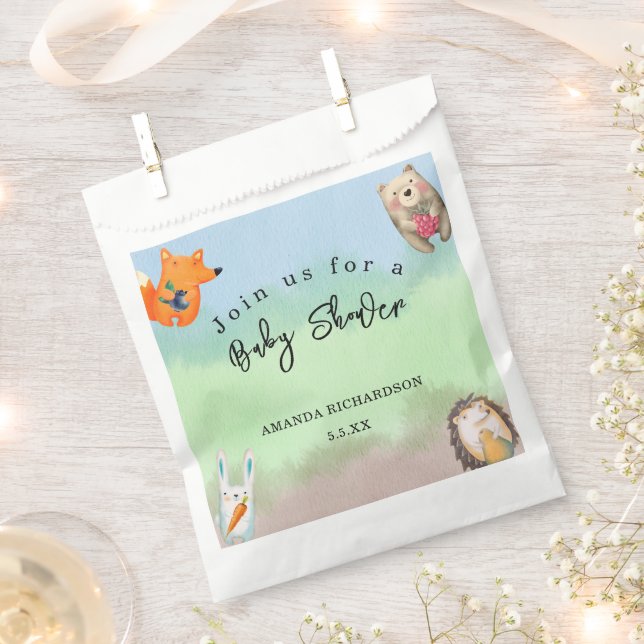Sachets En Papier Baby shower des animaux des bois (Coupé)