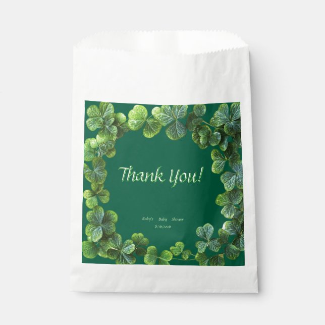 Sachets En Papier Baby shower des Cloches Vertes (Devant)