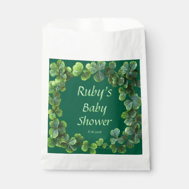 Sachets En Papier Baby shower des Cloches Vertes (Devant)