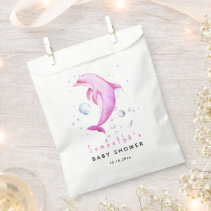Sachets En Papier Baby shower des dauphins océaniques aquarelles