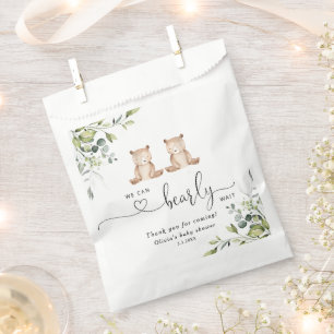 Sachets En Papier Baby shower des ours jumeaux Eucalyptus