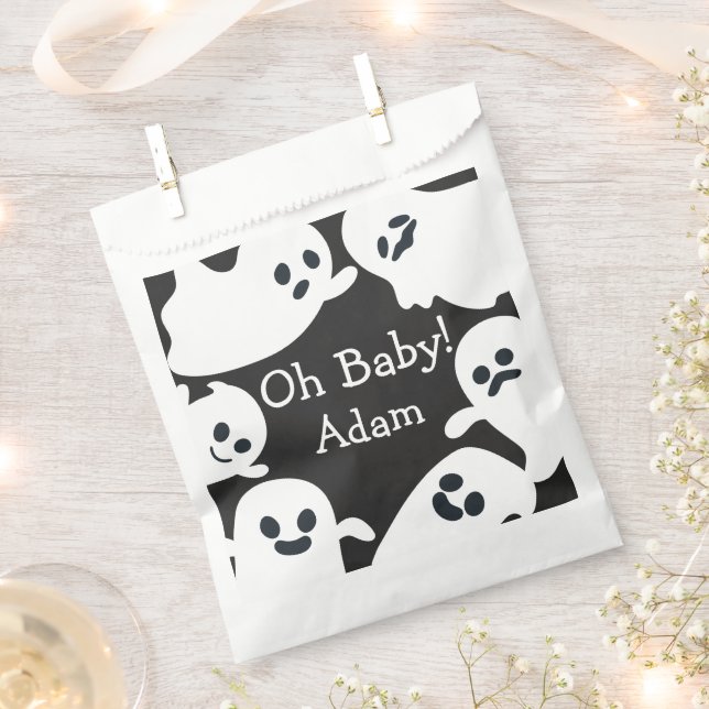 Sachets En Papier Baby shower d'Halloween noir et blanc (Coupé)