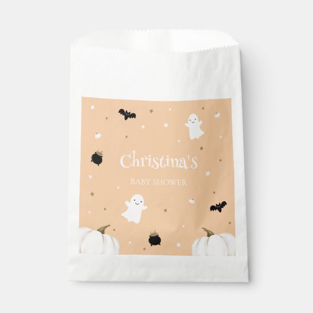 Sachets En Papier Baby shower d'Halloween orange (Devant)