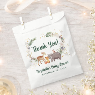 Sachets En Papier Baby shower d'hiver des animaux des bois