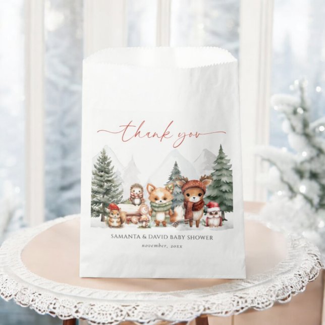 Sachets En Papier Baby shower d'hiver sur les animaux forestiers (Créateur téléchargé)