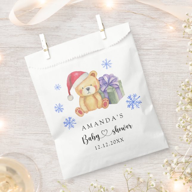 Sachets En Papier Baby shower d'ours en peluche d'hiver (Coupé)