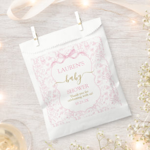 Sachets En Papier Baby shower d'ours en toile rose