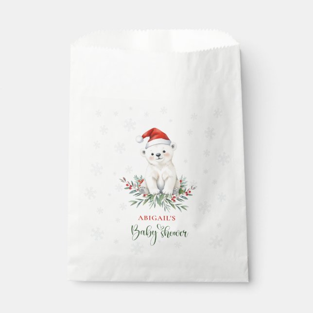 Sachets En Papier Baby shower d'ours polaire de Noël (Devant)