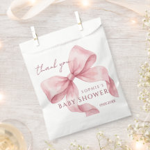 Baby Shower Élégant Ruban Rose en Aquarelle