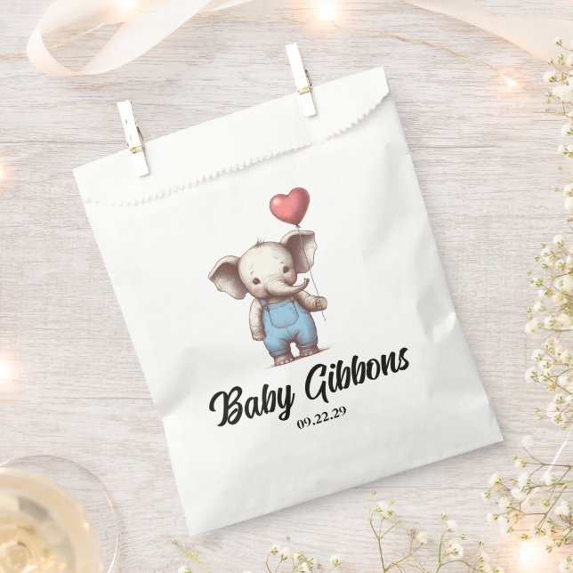Sachets En Papier Baby shower éléphant (Coupé)