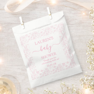 Sachets En Papier Baby shower en toile rose fille